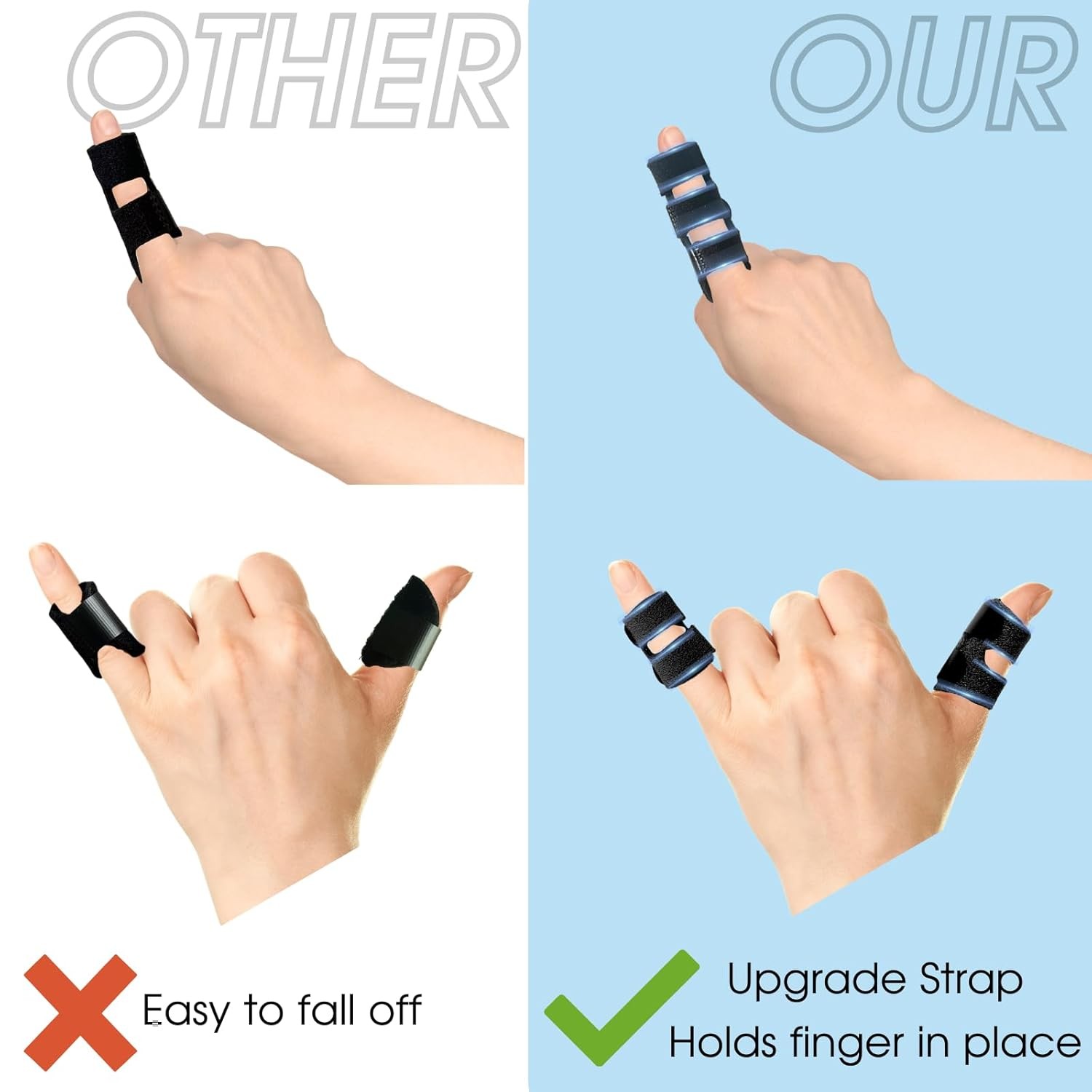 4Pcs Trigger Finger Splint, Thumb Splint,Finger One Size, Black