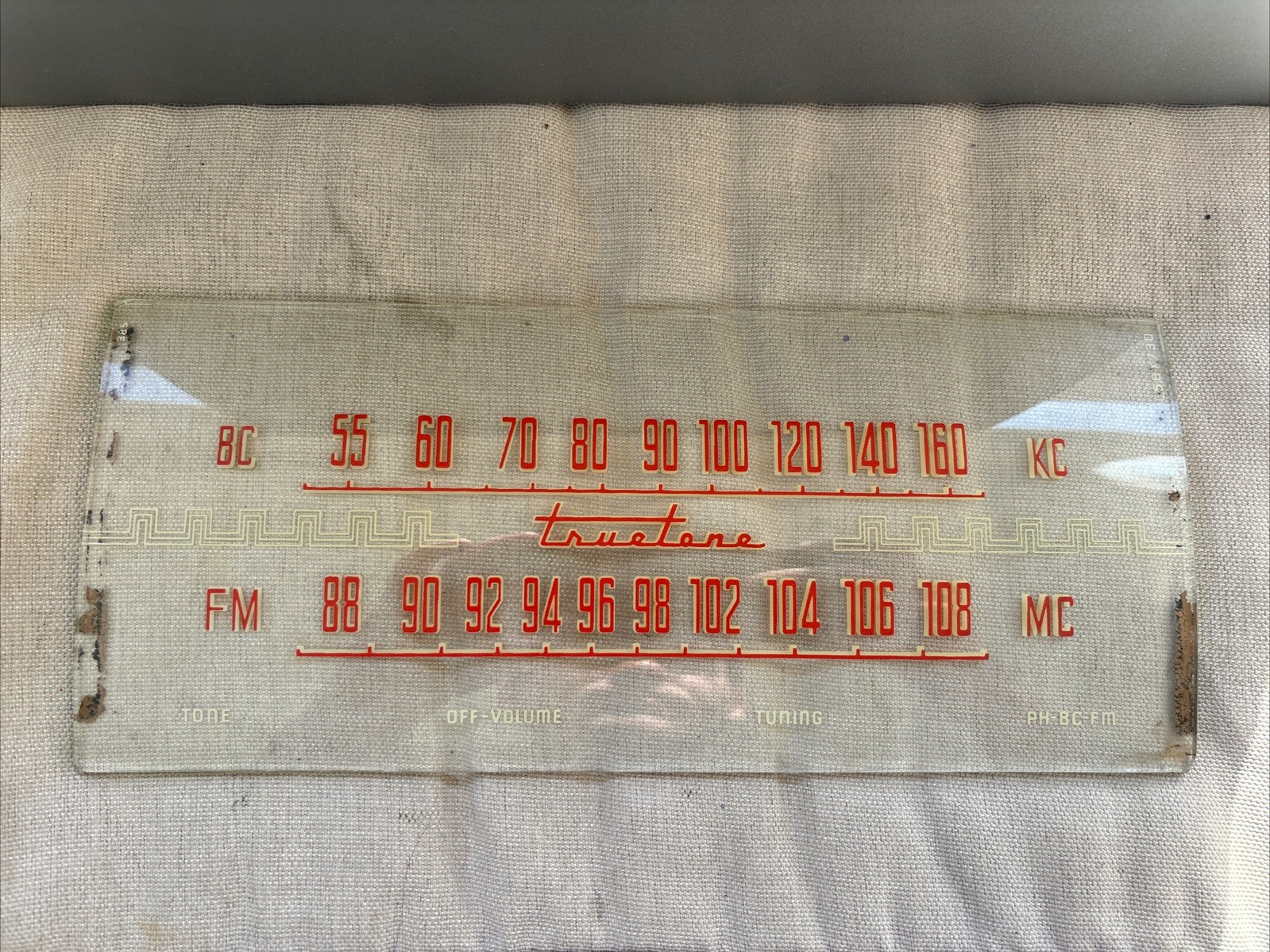 Truetone 1950 C58X730 Glass Faceplate