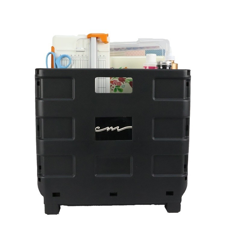 Collapsible Rolling Cart Organizer W/ Lid Durable Plastic Storage Solution New