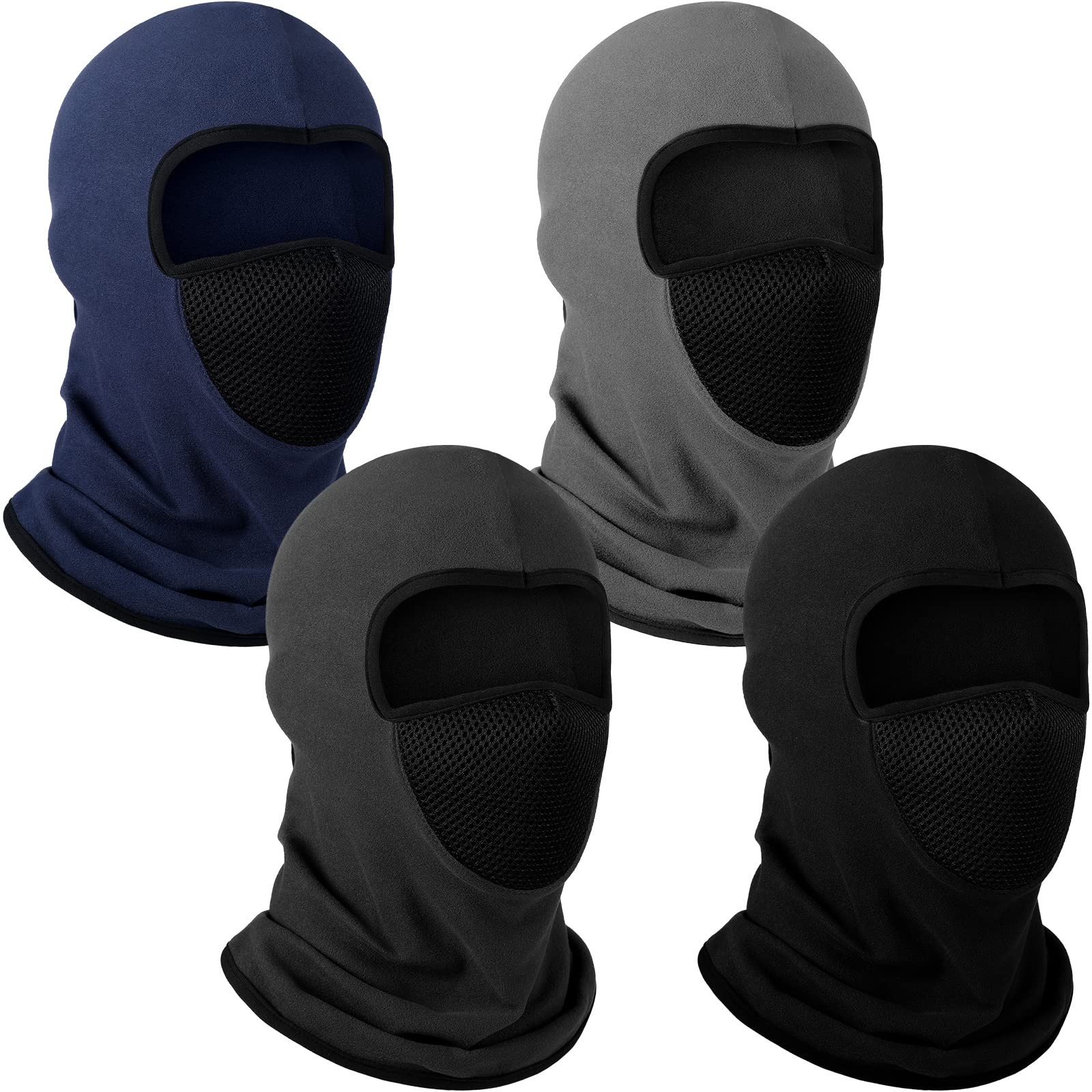 Bencailor 4 Pack Balaclava One Size, Black, Gray, Light and Navy Blue