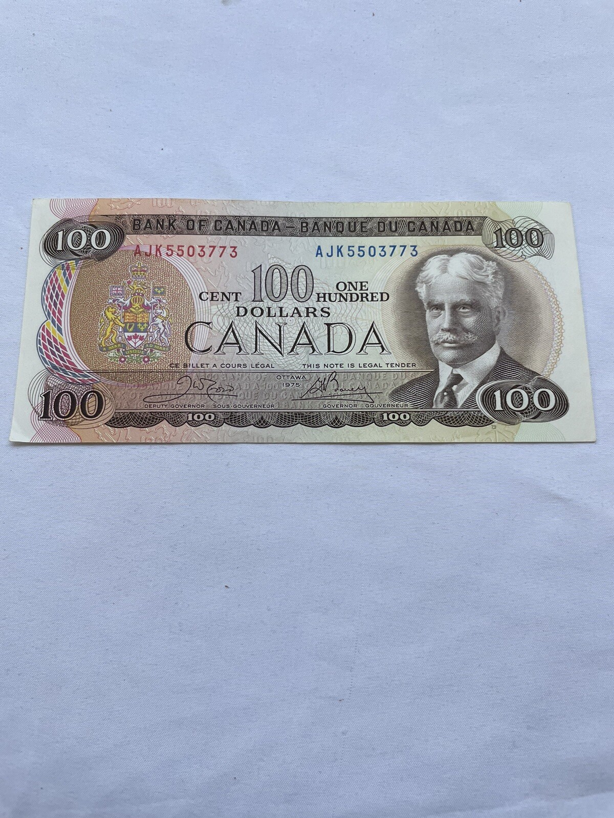 1975 Canada $100 Banknote - Sir Robert Borden Scenes of Canada Series AJK5503773