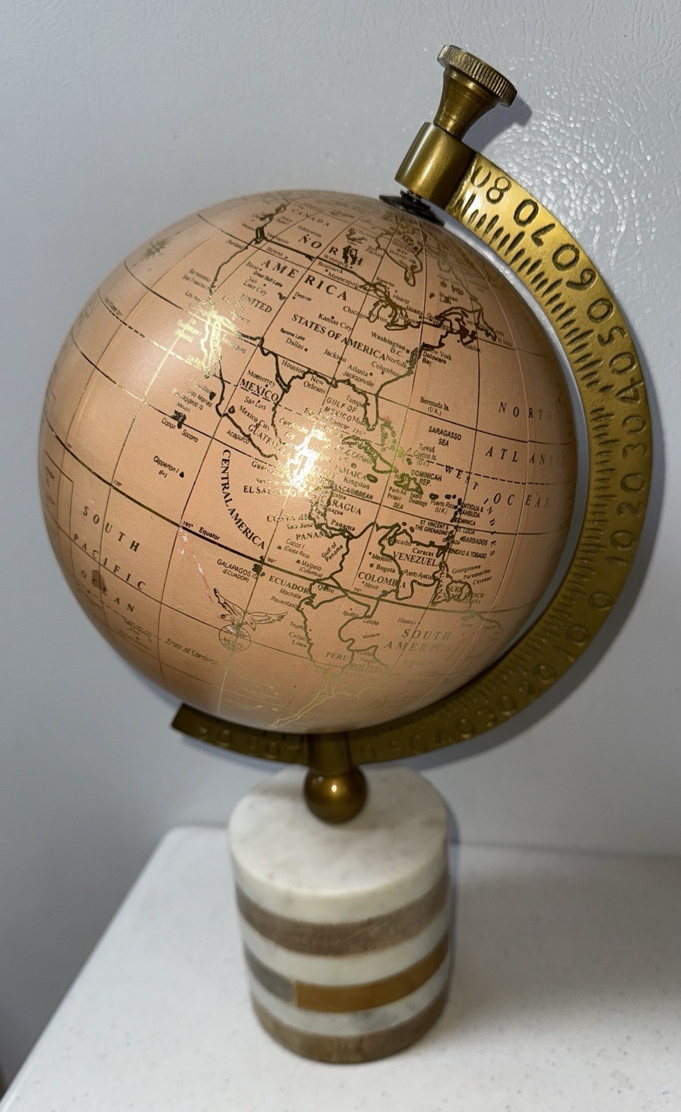 Marble  BASE World Globe Dusty Pink 15.5”