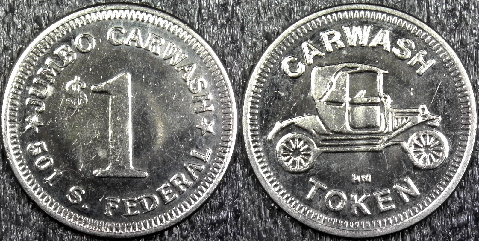 Jumbo Carwash $1 - 501 S. Federal - Carwash Token 29mm (c673)