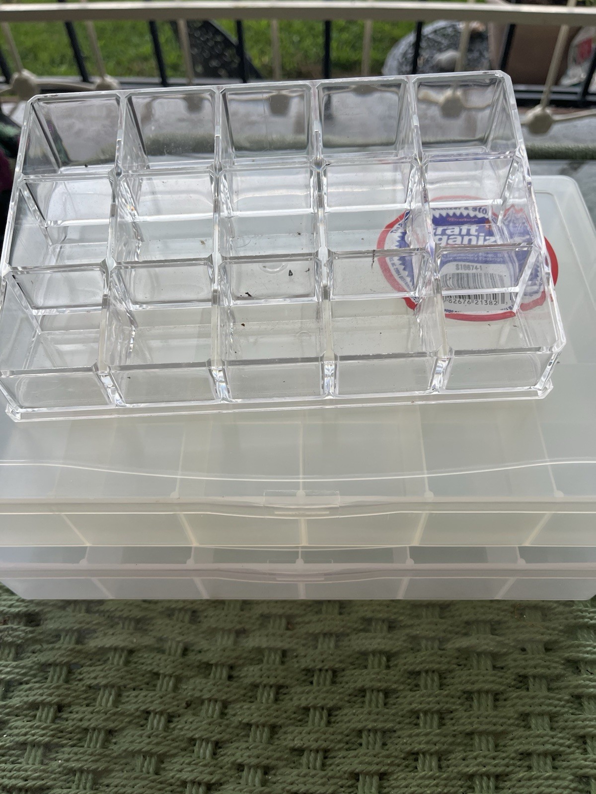 Set of 3 - 16 Compartment Plastic Storage Box Jewely Beads Small Items. AS IS