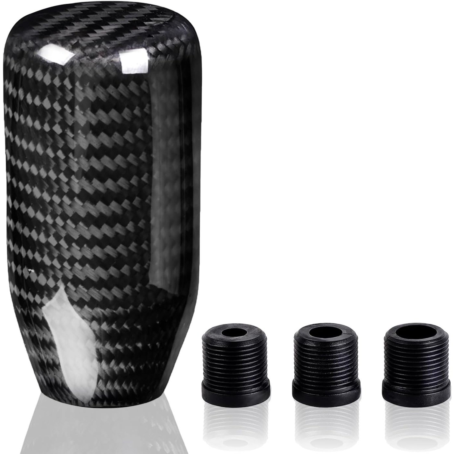 Carbon Fiber Shift Knob for Most Automobile with 3 Adapters-Carbon Fibers-Long