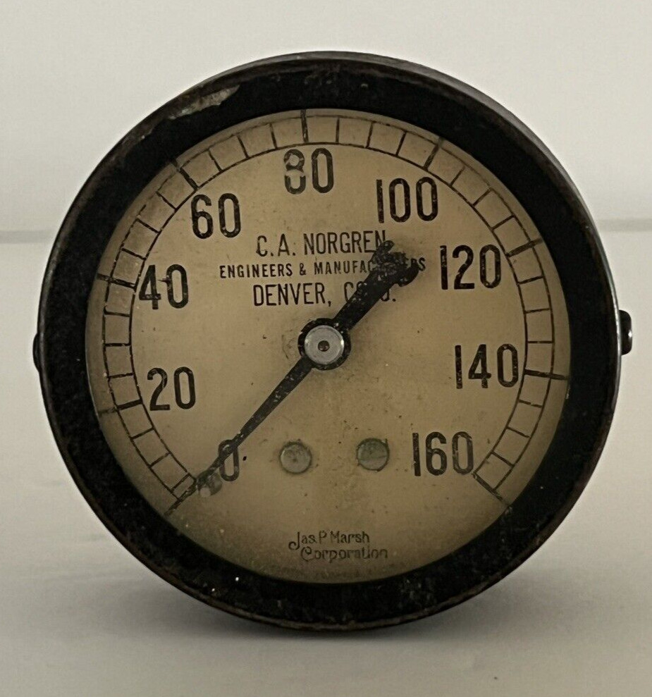 ANTIQUE JAS P MARSH X C. A. NORGREN ENGINEERS CO. GAUGE DENVER CO. ~ STEAMPUNK