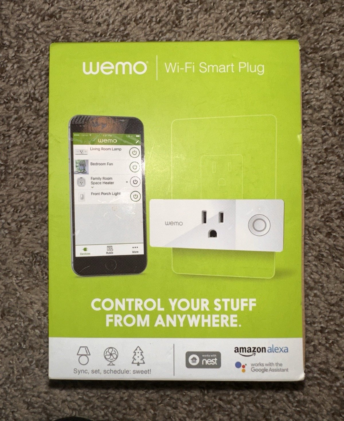 WeMo Wi‑Fi Smart Plug Mini White, Works w/ Alexa Google . Sealed