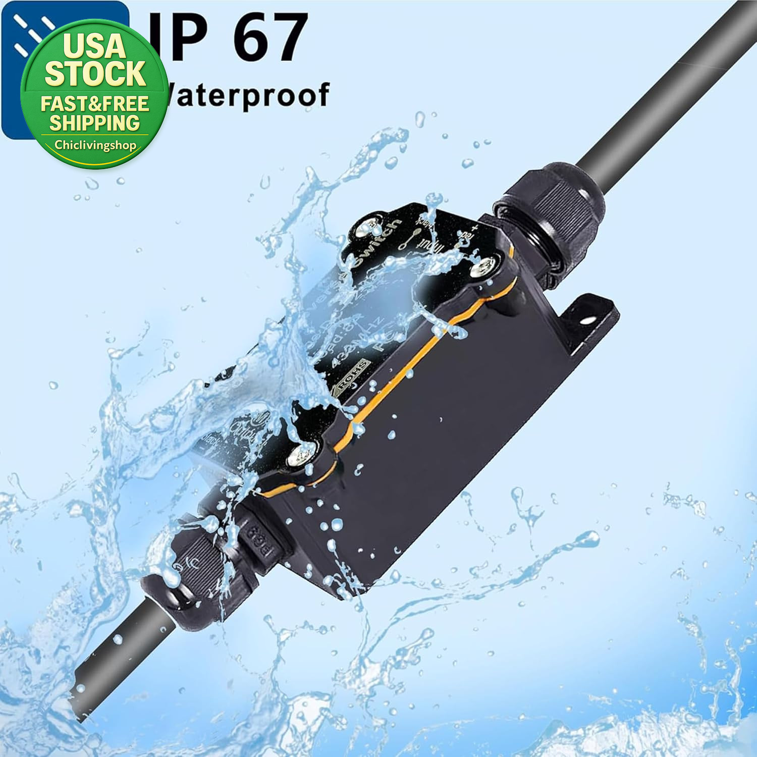 Wireless Remote Control Power Switch Waterproof Outdoor 110V 120V 250V 20A