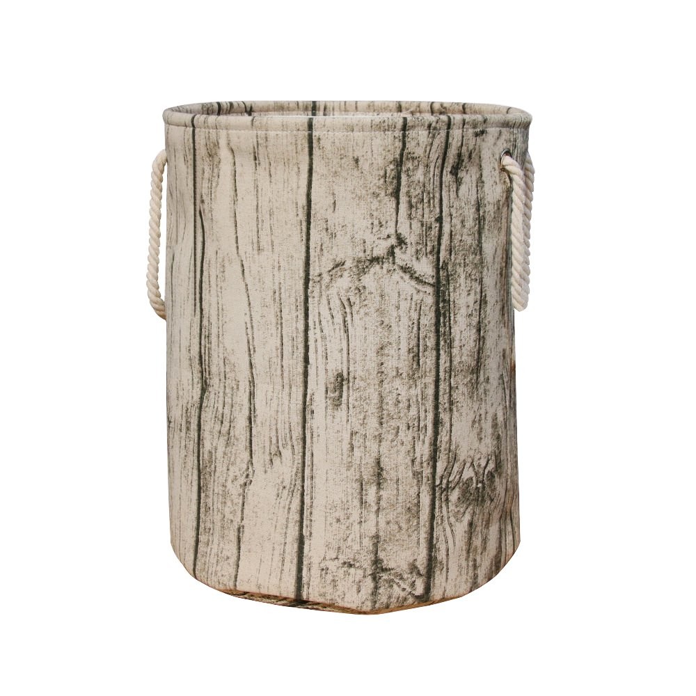 Stylish Tree Stump Shape Design Storage Basket Cotton Fabric Washable Cylindr...