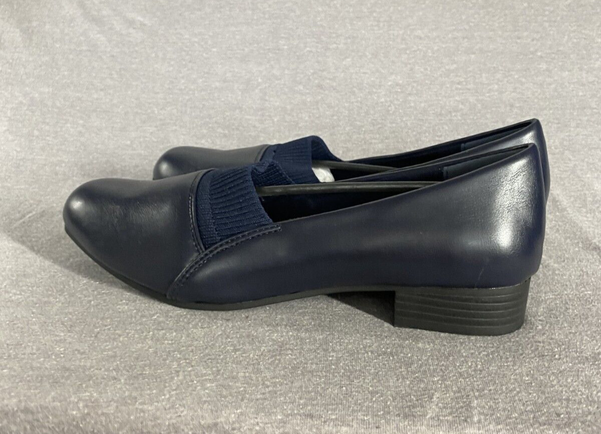 NEW Easy Street Shoes Aba Slip On Loafers Navy Stretch Womens 7.5W Super Flex