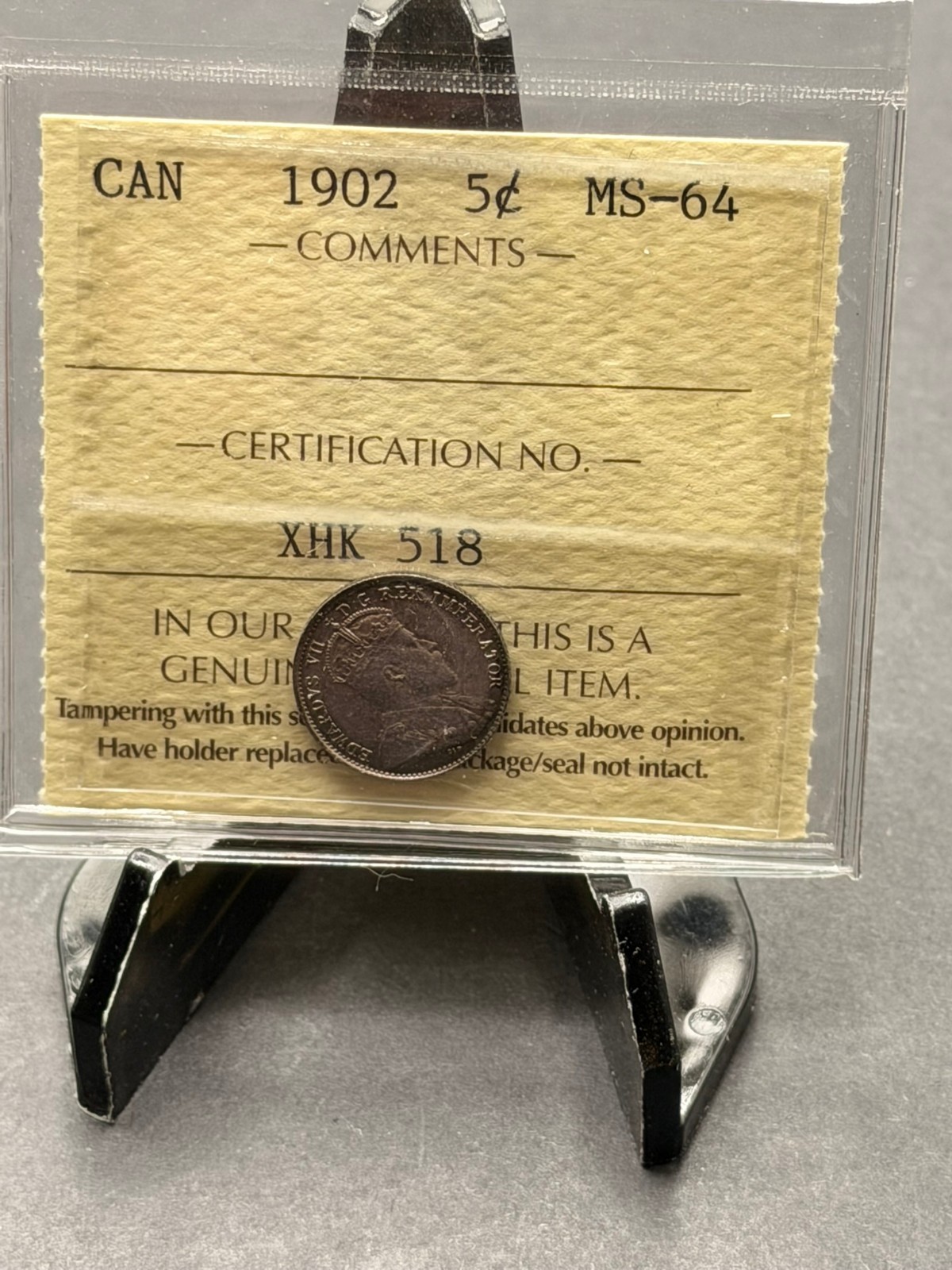 1902 Canada 5 Cent ICCS Graded MS-64