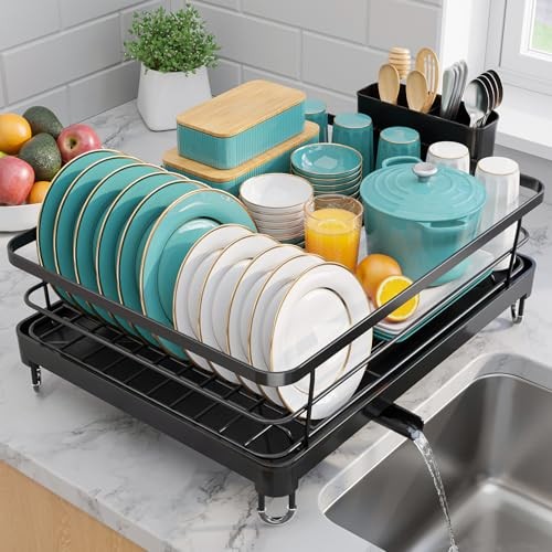 Stainless Steel Dish Drying Rack for Kitchen Large - 12.5"W x 16.5"L Black