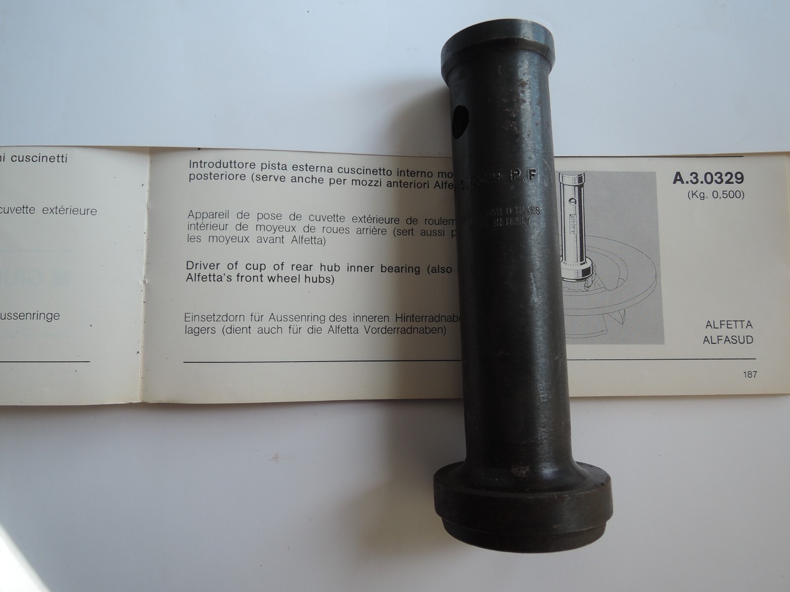 Alfa Romeo A.3.0329 Factory TOOL Driver Cup Rear Hub Inner Bearing/Front ALFETTA