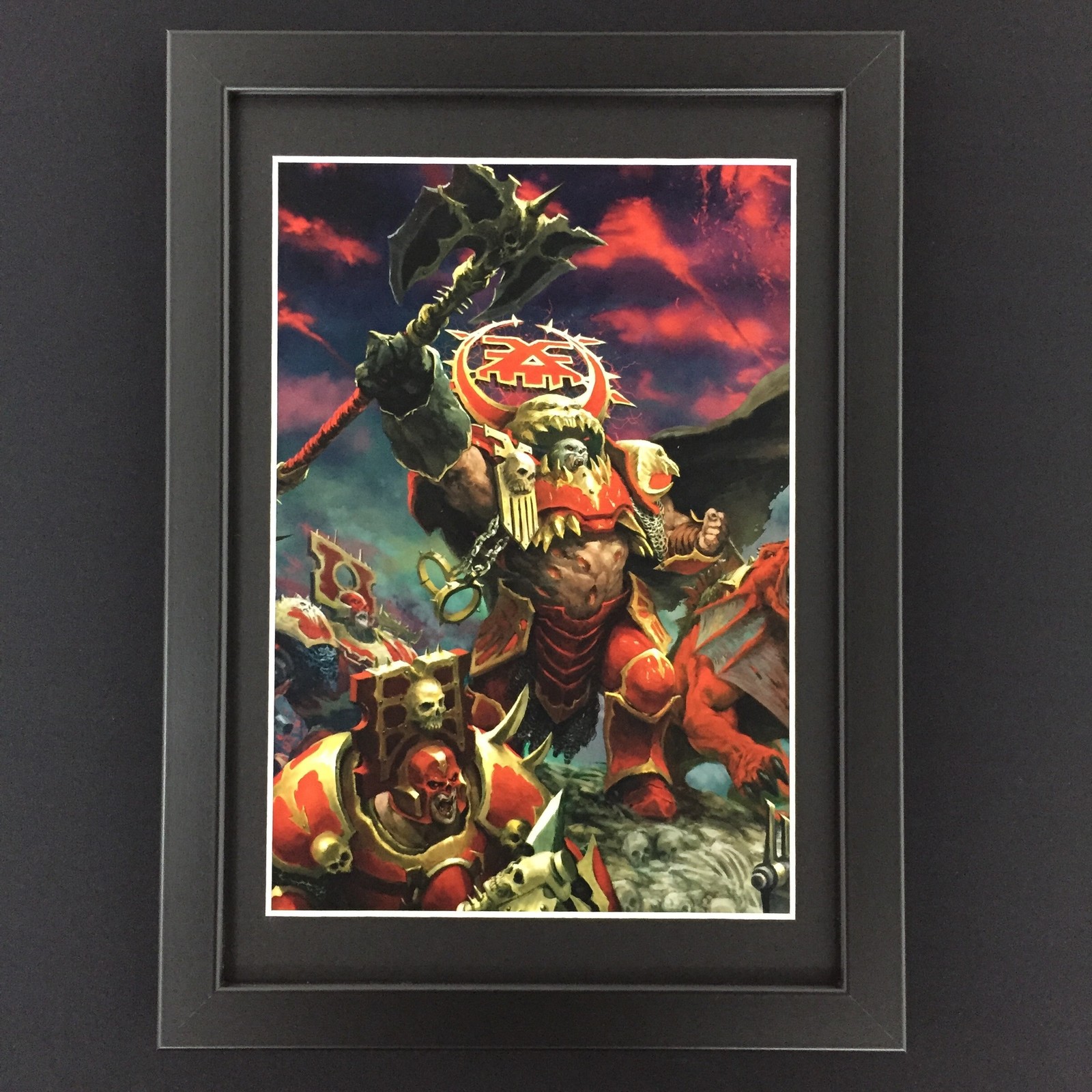 BLADES OF KHORNE FRAMED ART CHAOS LORD WARHAMMER AGE OF SIGMAR OLD WORLD AOS