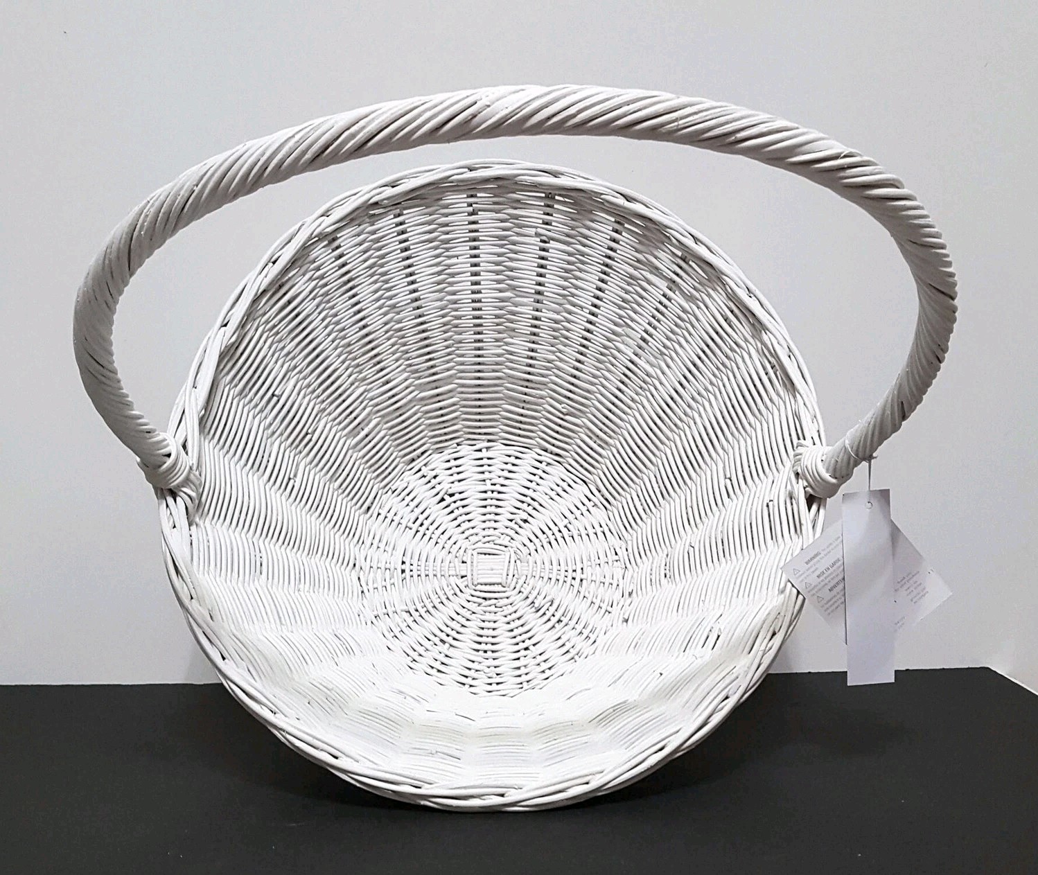 Pottery Barn Large White Wicker Basket 12" NWT Easter Holiday Spring
