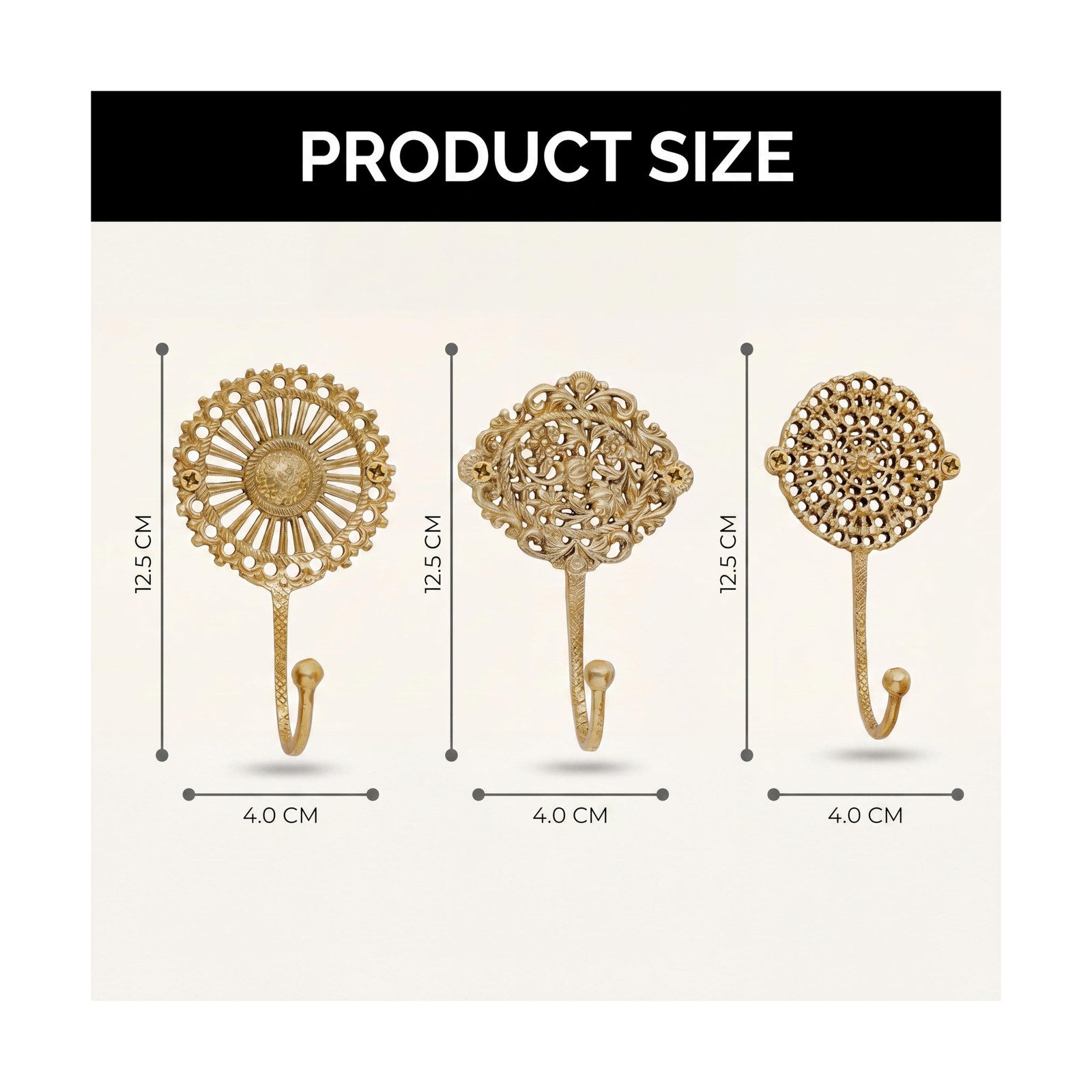 IndianShelf Solid Brass Boho Decorative Wall Hooks - Holds Up to 33... Fast Ship