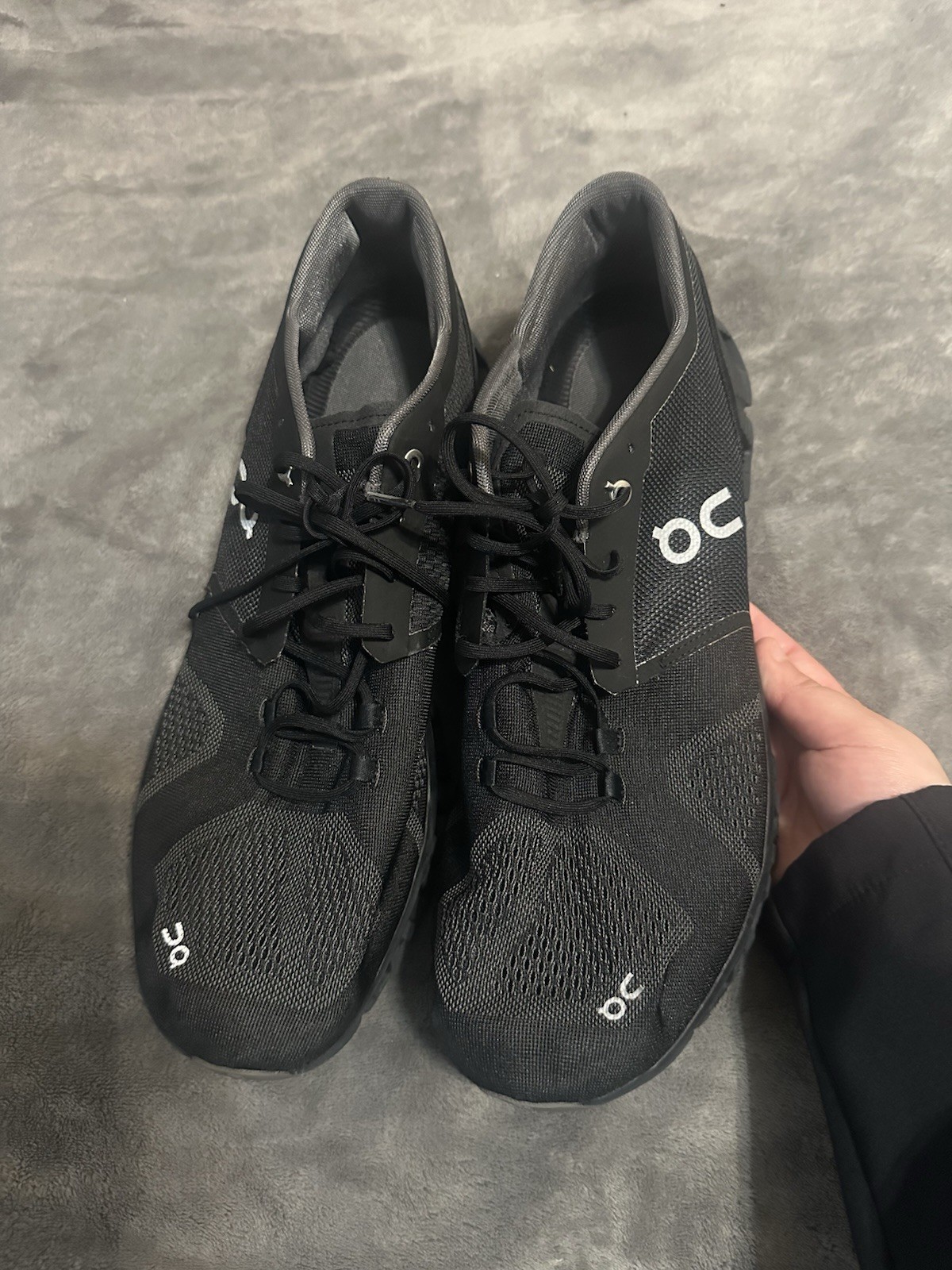 On Cloud Men's Black Mesh Running Shoes Breathable Lace Up