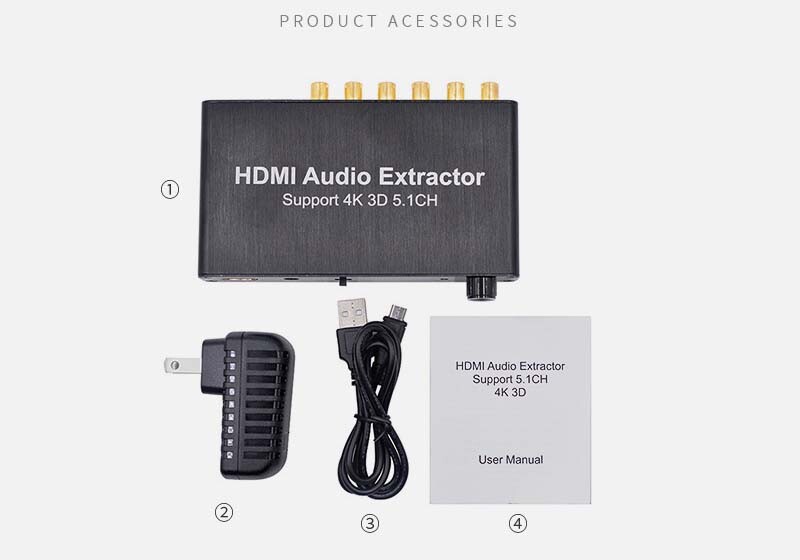 4K 3D 5.1CH Audio Extractor Decoder AC3/DTS Sound RCA 1080p HDMI Video Converter