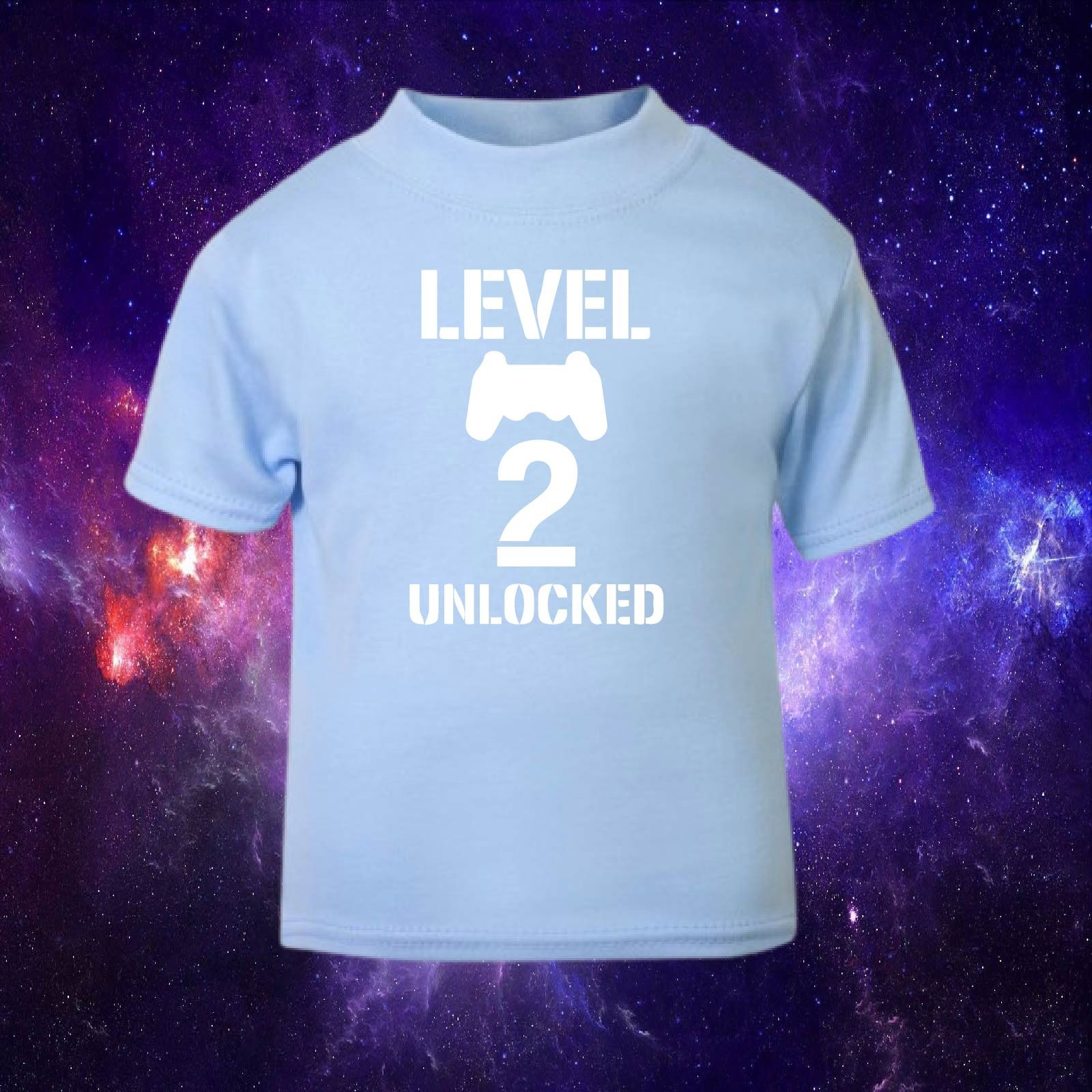 Level 2 Unlocked Funny Cute Gaming Gift Baby/Toddler 1-2yrs T-Shirt in Blue