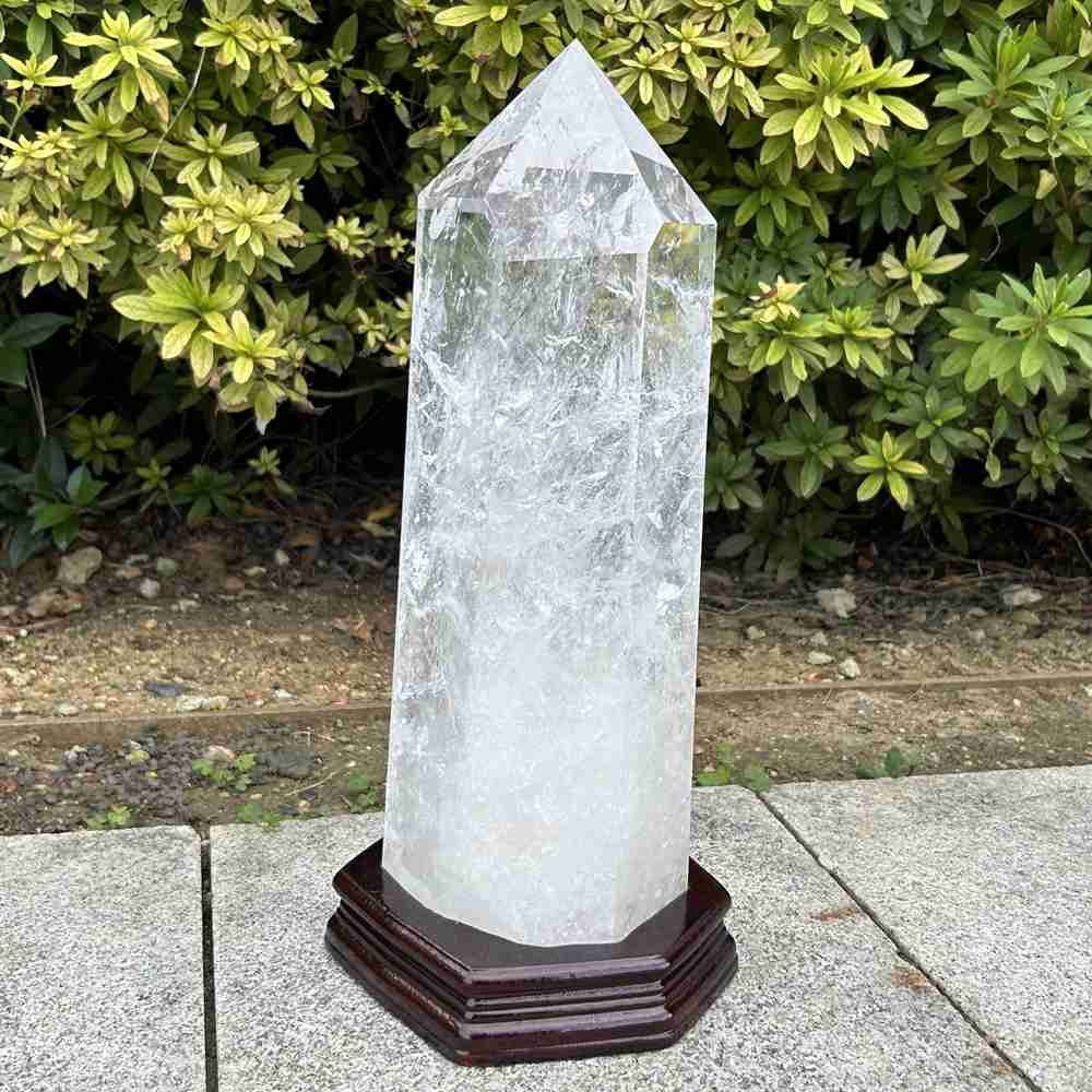 17.9LB TOP Natural clear quartz obelisk carved crystal wand point Reiki Tower