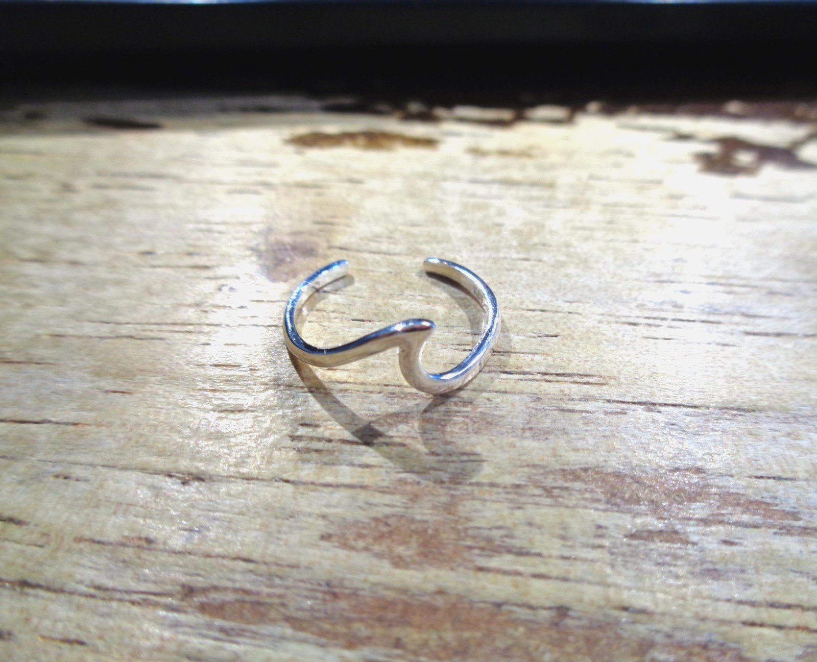 SOLID 925 STERLING SILVER SMOOTH HAWAIIAN CRESTING BREAKING OCEAN WAVE TOE RING
