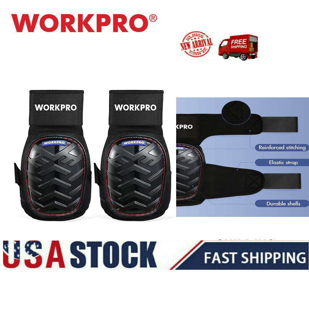 WORKPRO Gel Knee Pads with Anti-Slip Straps Ergonomic Foam Cushion for Safe Knee