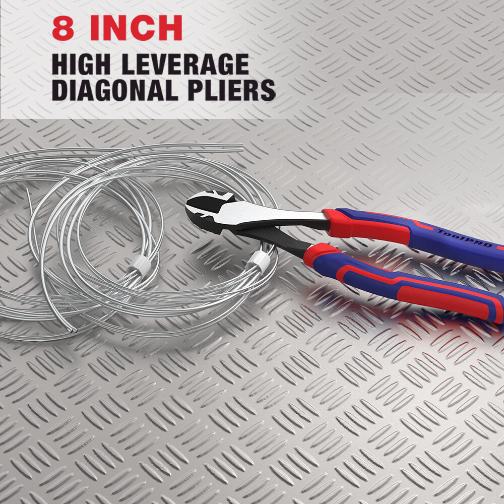 WORKPRO 8" High Leverage Diagonal Plier Heavy Duty Wire Cutters Diagonal Cutters