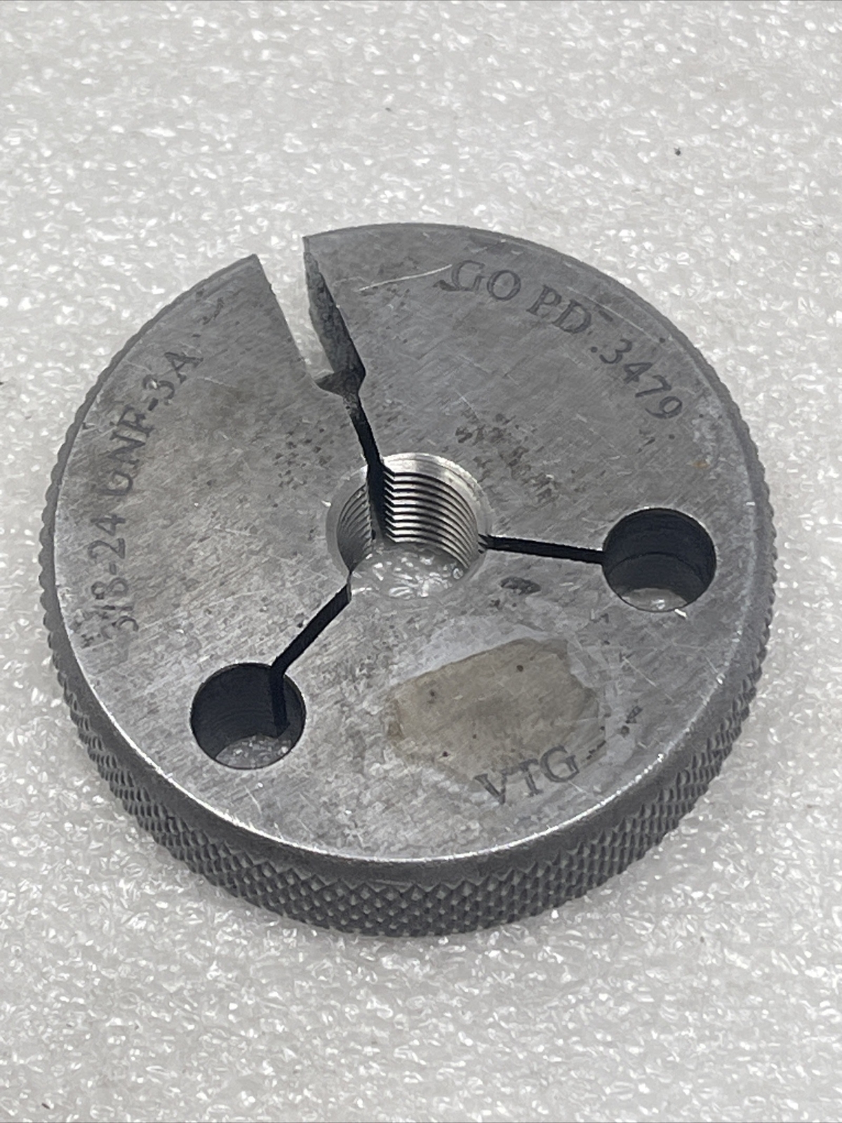 3/8 - 24 UNF-3A Threaded Ring Gage GO Only P.D., Vermont, .3479