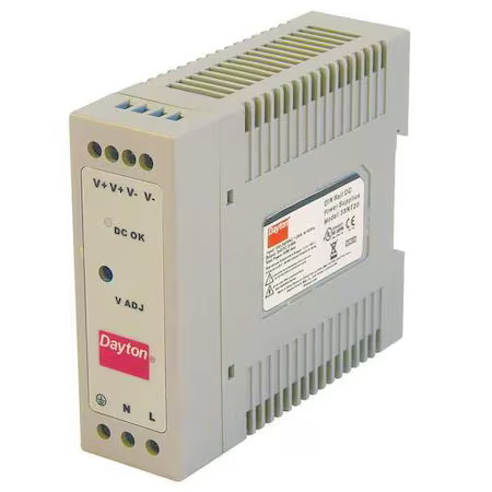 Dayton 33Nt20 Dc Power Supply, 90/264V Ac, 24V Dc, 50 W, 2.1 A, Din Rail