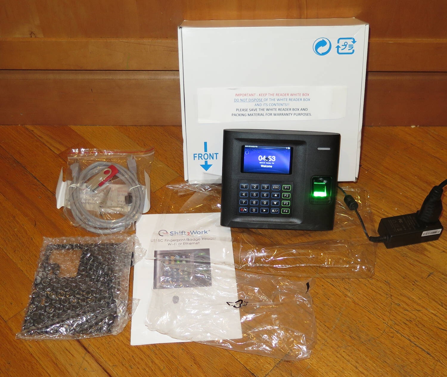 Shift2Work US15C Fingerprint/Badge Card Combo Time Clock Reader