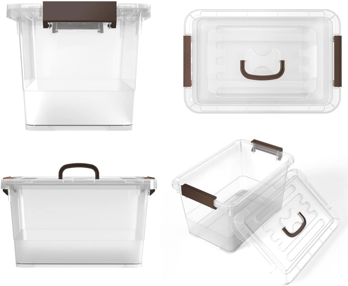 6-Pack Clear 7 Quart Storage Latch Box/Bins, Plastic Stackable Latching Box w...
