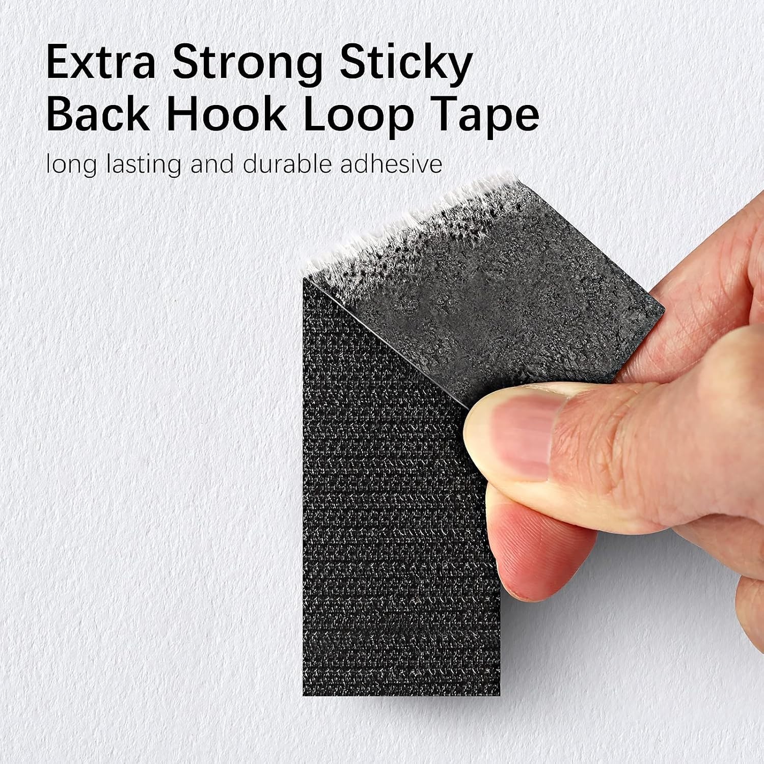 Strong Double-Sided Hook and Loop Adhesive Tape - 1" x 4" Black Strips, 12 Pack
