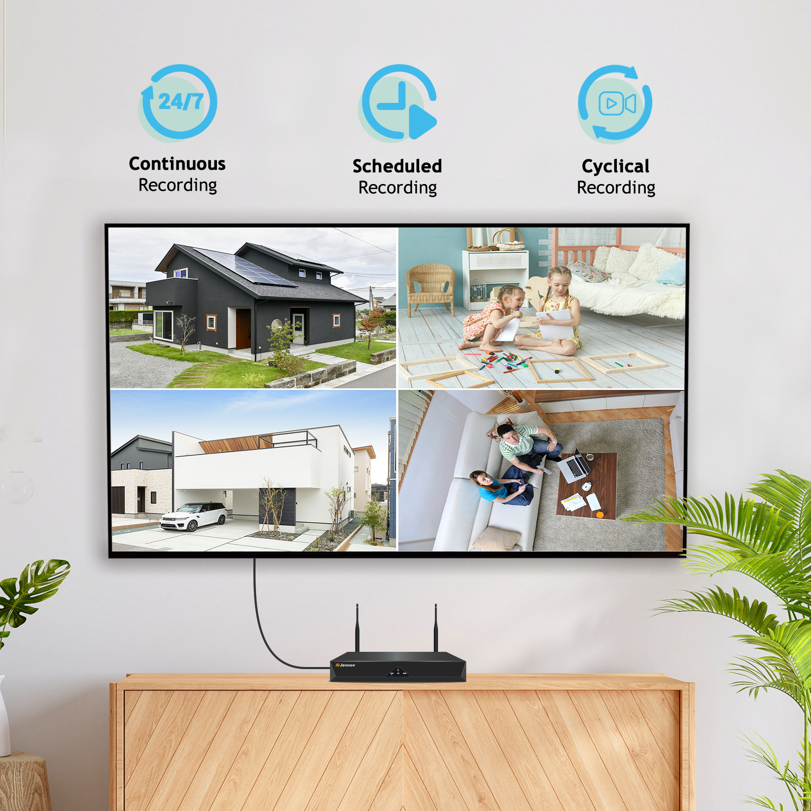JENNOV 6Pcs Cameras Wireless CCTV Security Camera System WiFi 10CH 5MP NVR Audio