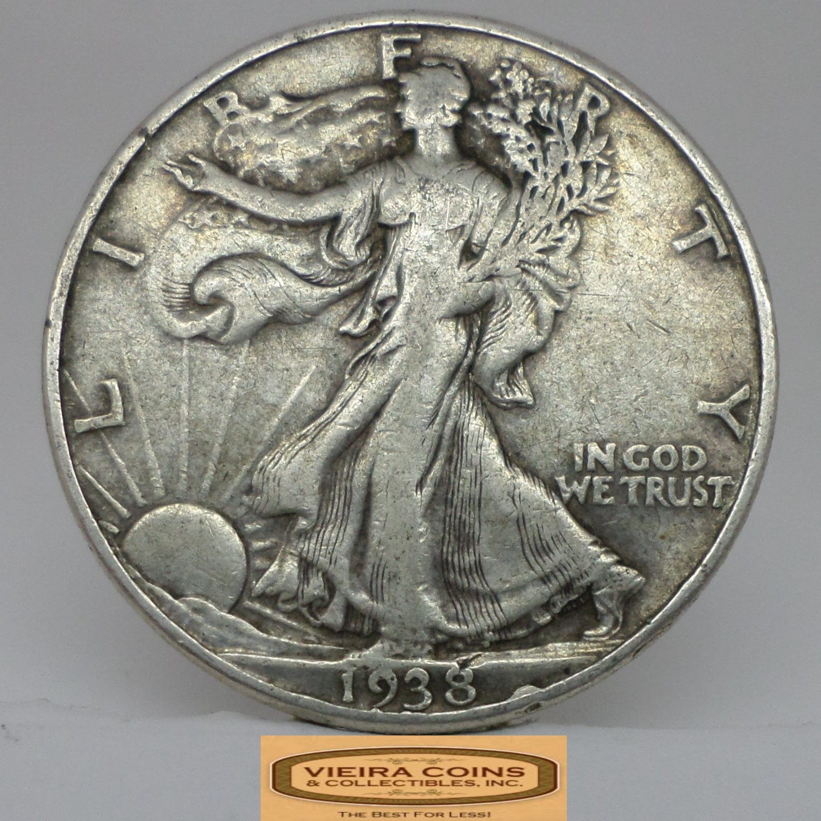 1938-D KEY DATE Walking Liberty Half Dollar, Mintage of 491,600 Coins -#C59161NQ