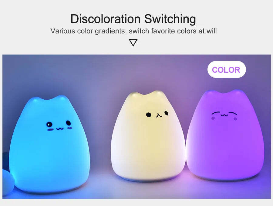 LED Silicone Kitten Night Light