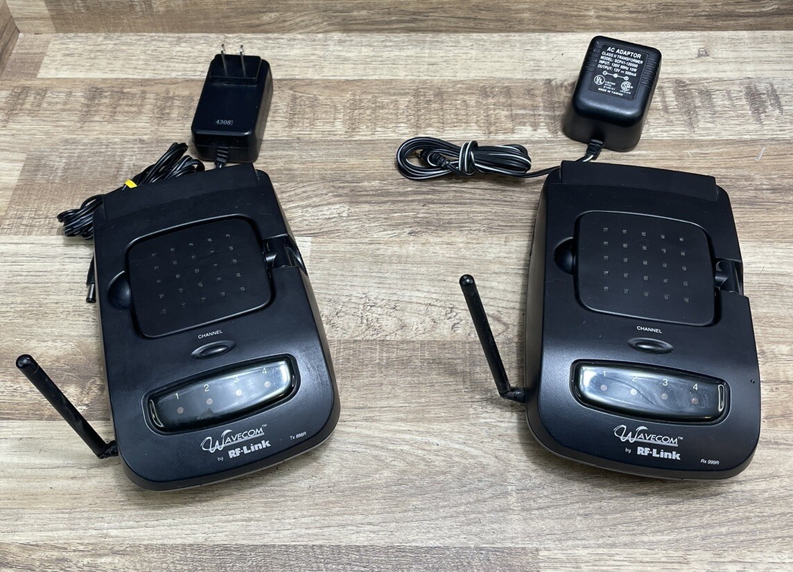 WaveCom Transmitter Tx 888 & Rx 999 by RF-Link Wireless Audio / Video Tested A++