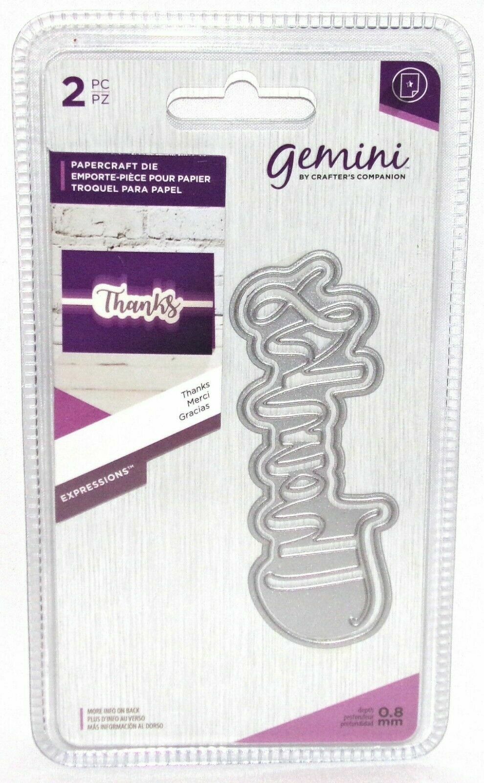 Gemini Expressions Thanks Die Versatile Word & Shadow by Crafter's Companion