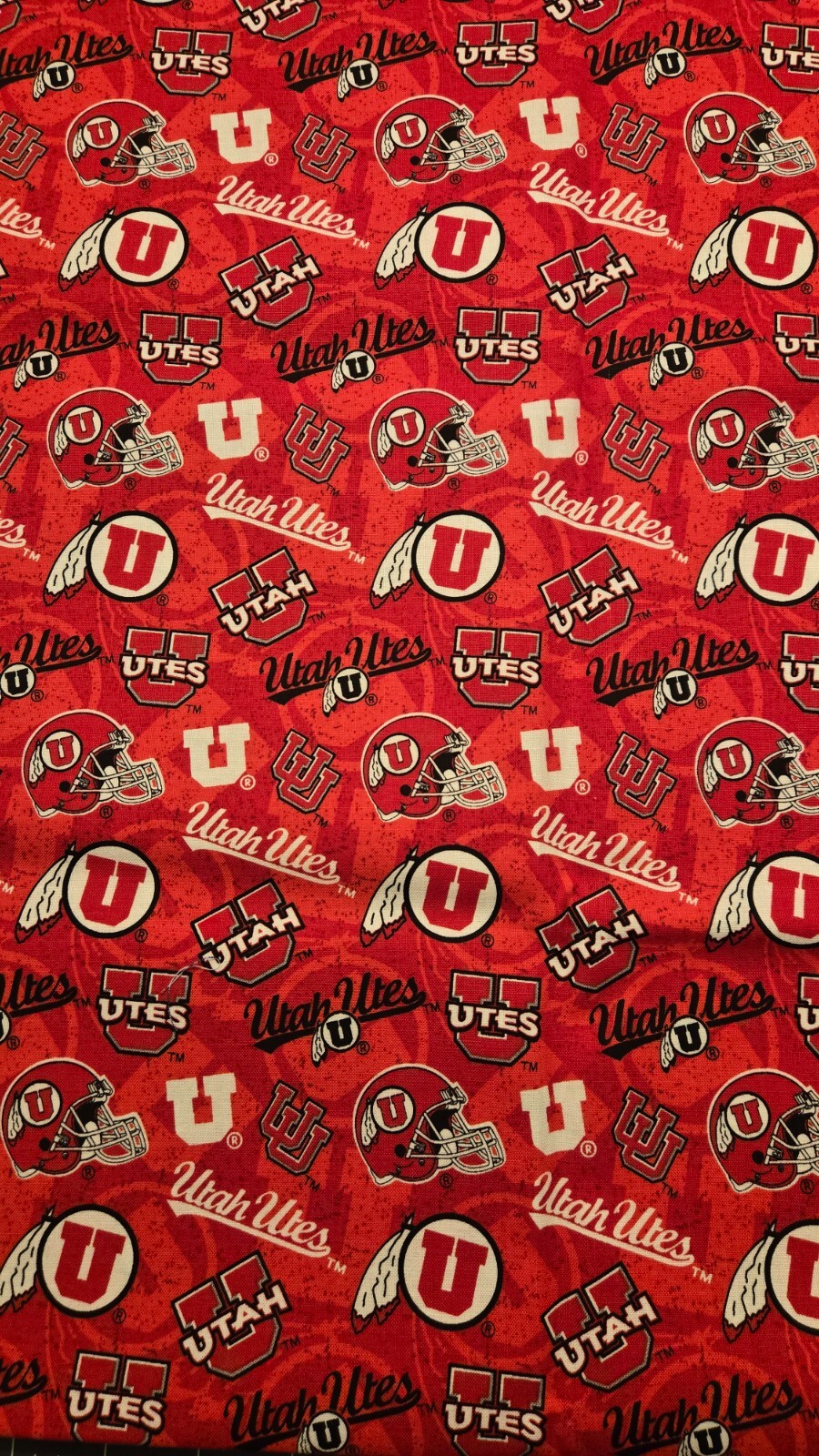 University of Utah 1 Yard 36" x 44" Cotton Fabric Tone-on-Tone