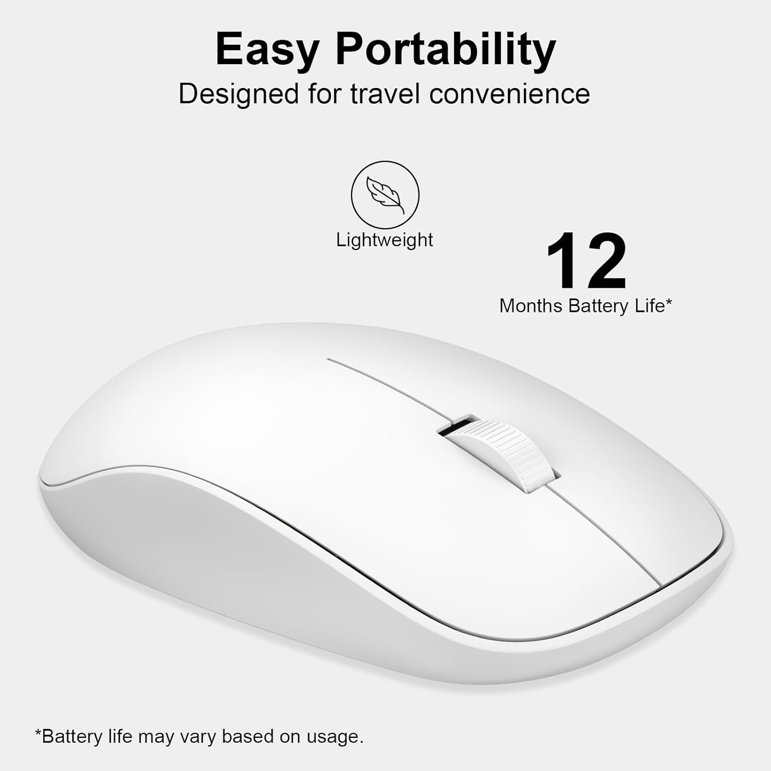Quiet Optical Wireless Mouse with Long Battery Life - Ideal for Work & Study
