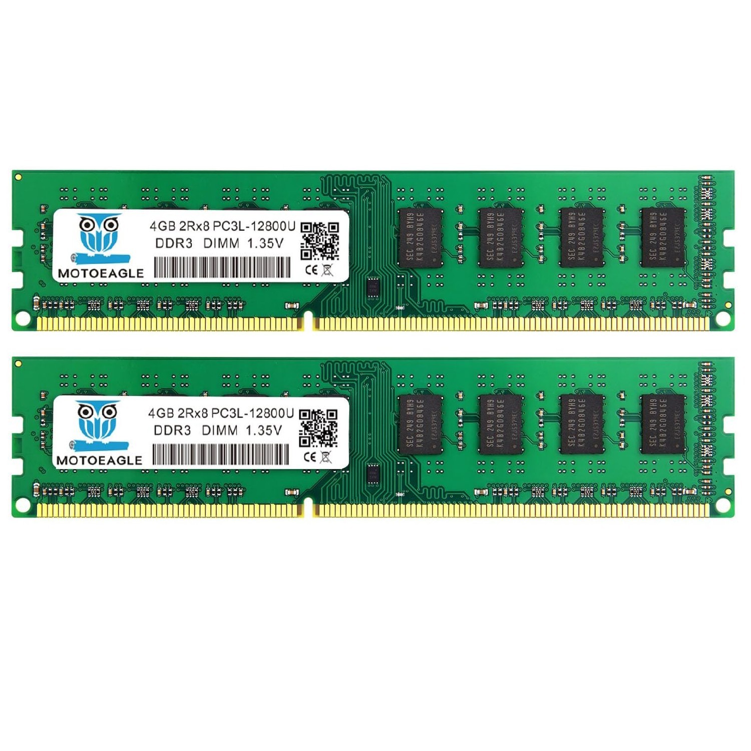 Motoeagle PC3L 12800U 8GB Kit (2x4GB) 2Rx8 DDR3L 1600MHz CL11 UDIMM 1.35V Non...