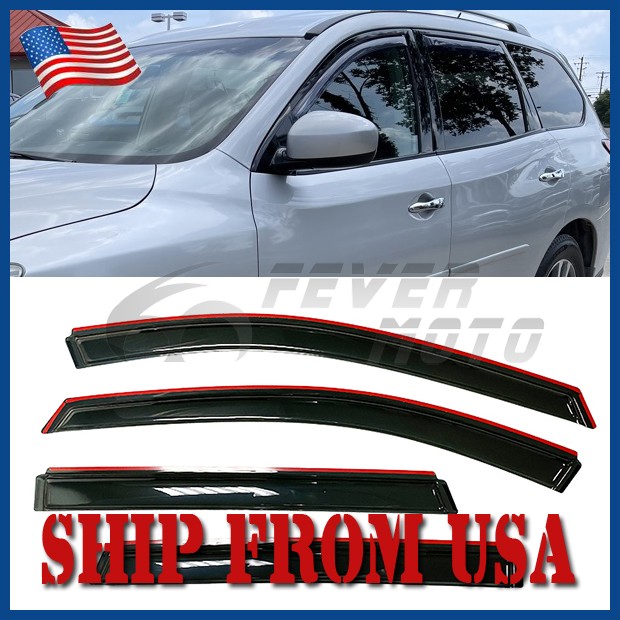 Fit 2013-2020 Nissan Pathfinder IN-CHANNEL Window Visors Sun Rain Guards Smoke