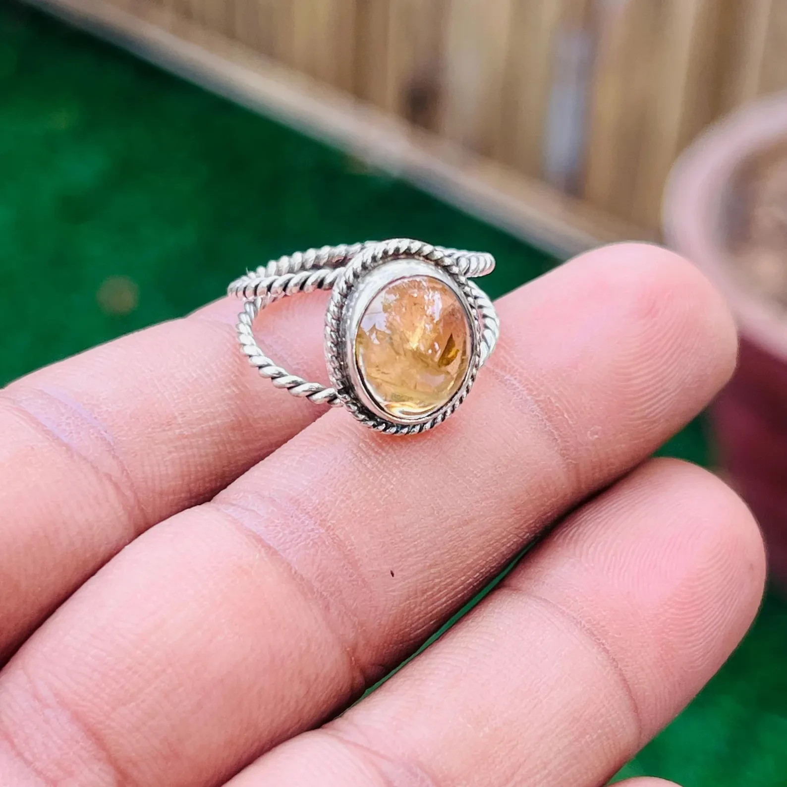 Citrine Ring, 925 Sterling Silver Ring, Oval Ring, Gemstone Ring, Boho All size