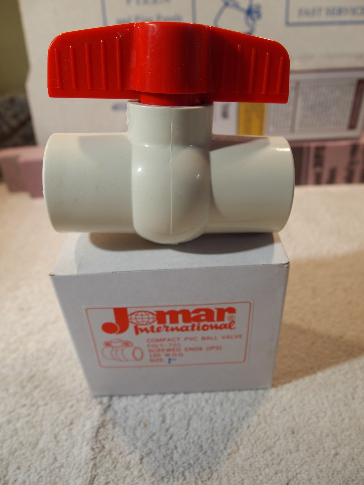 BALL VALVE, PVC, 1" FEMALE  THREADED, WING HANDLE,  ATED AT 150lbs @ 78 deg. F