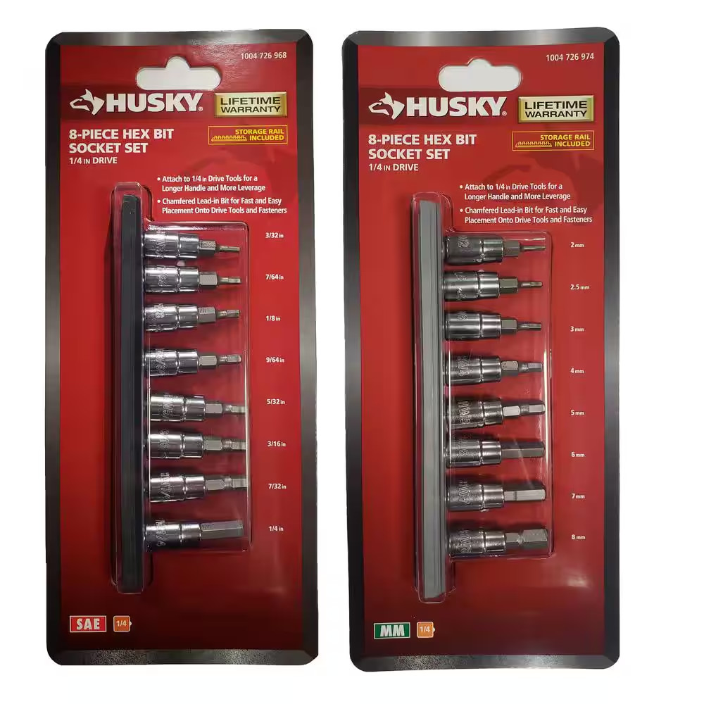 1/4 In. Drive Sae/Metric Hex Bit Socket Set (16-Piece)