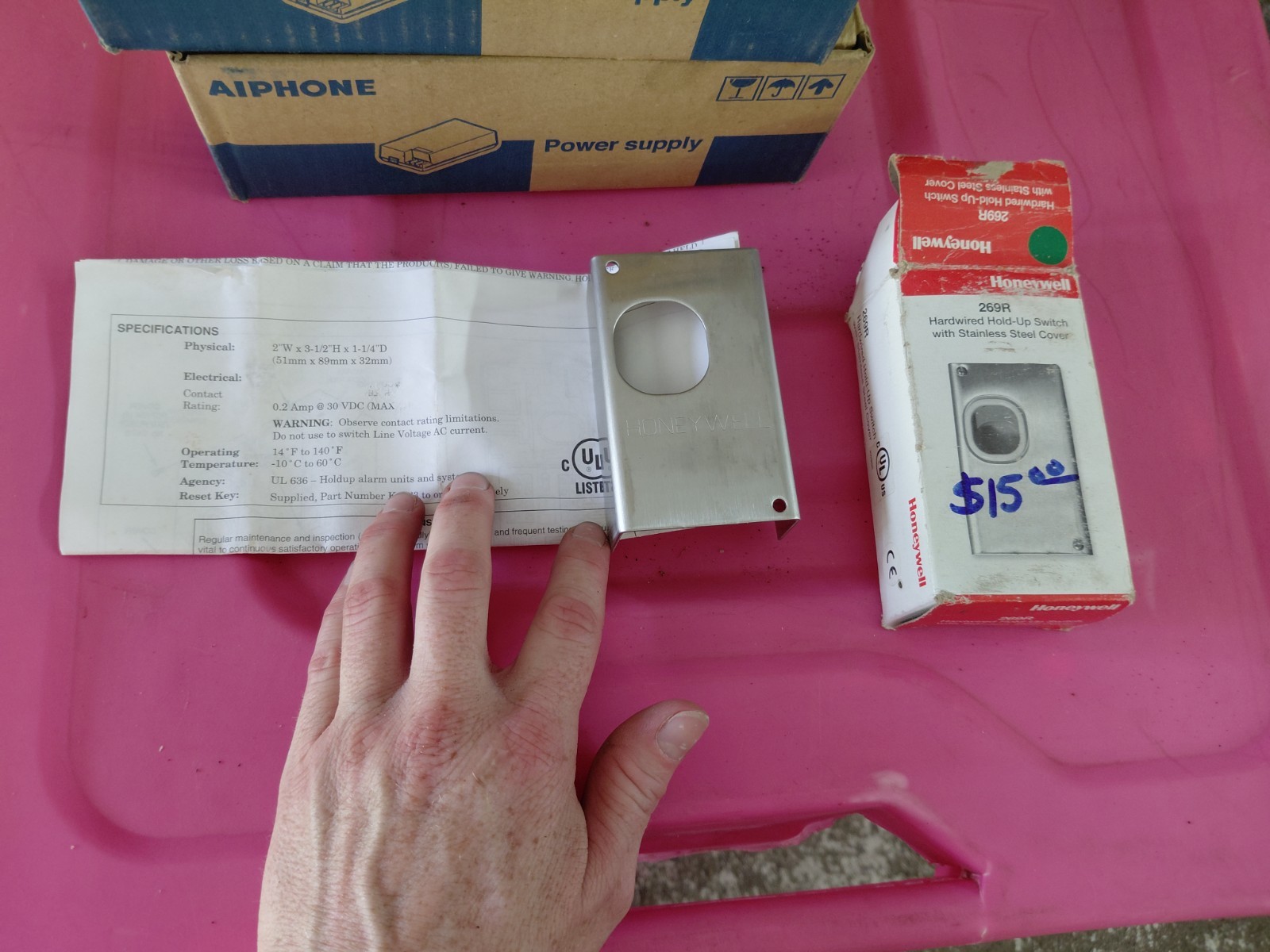 Honeywell, hardwire hold up switch box, 269R - new in box