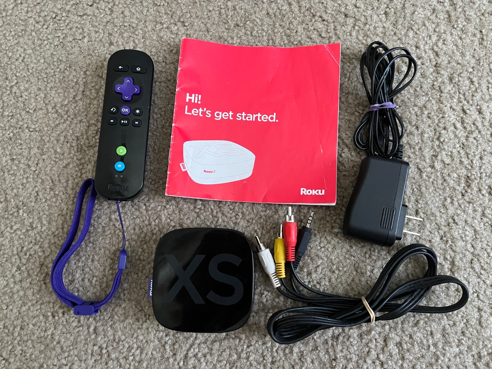 ROKU 2 XS STREAMING PLAYER MODEL 3100X W/REMOTE, AV CABLE, POWER ADAPTER, MANUAL