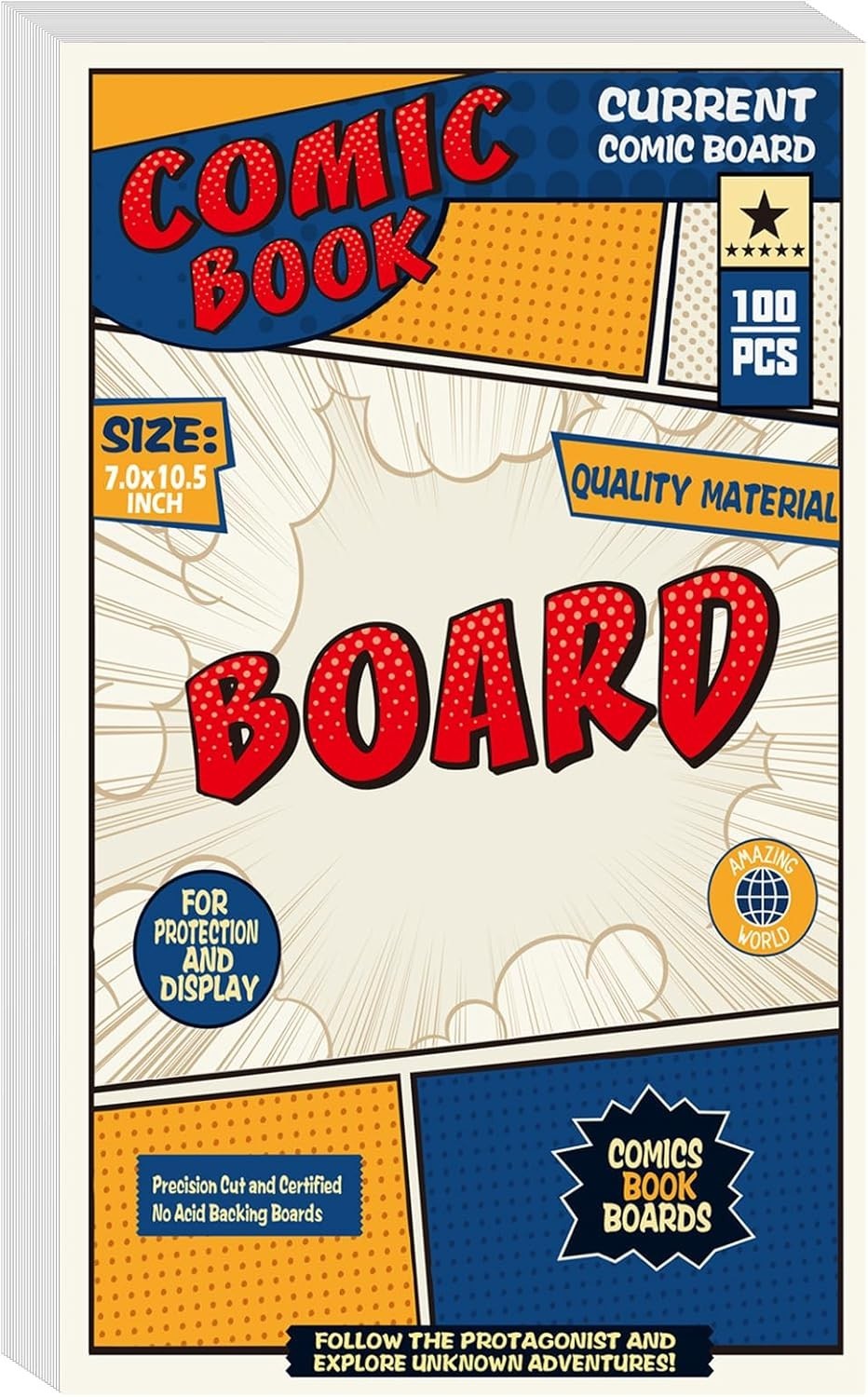 100 Comic Book Boards, Current Size Comic Boards Thick and Durable Regular Co...