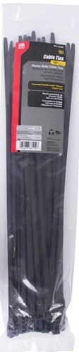 Gardner & Bender Heavy-Duty Cable Ties 15" 120 lb UV Black 50 Pk