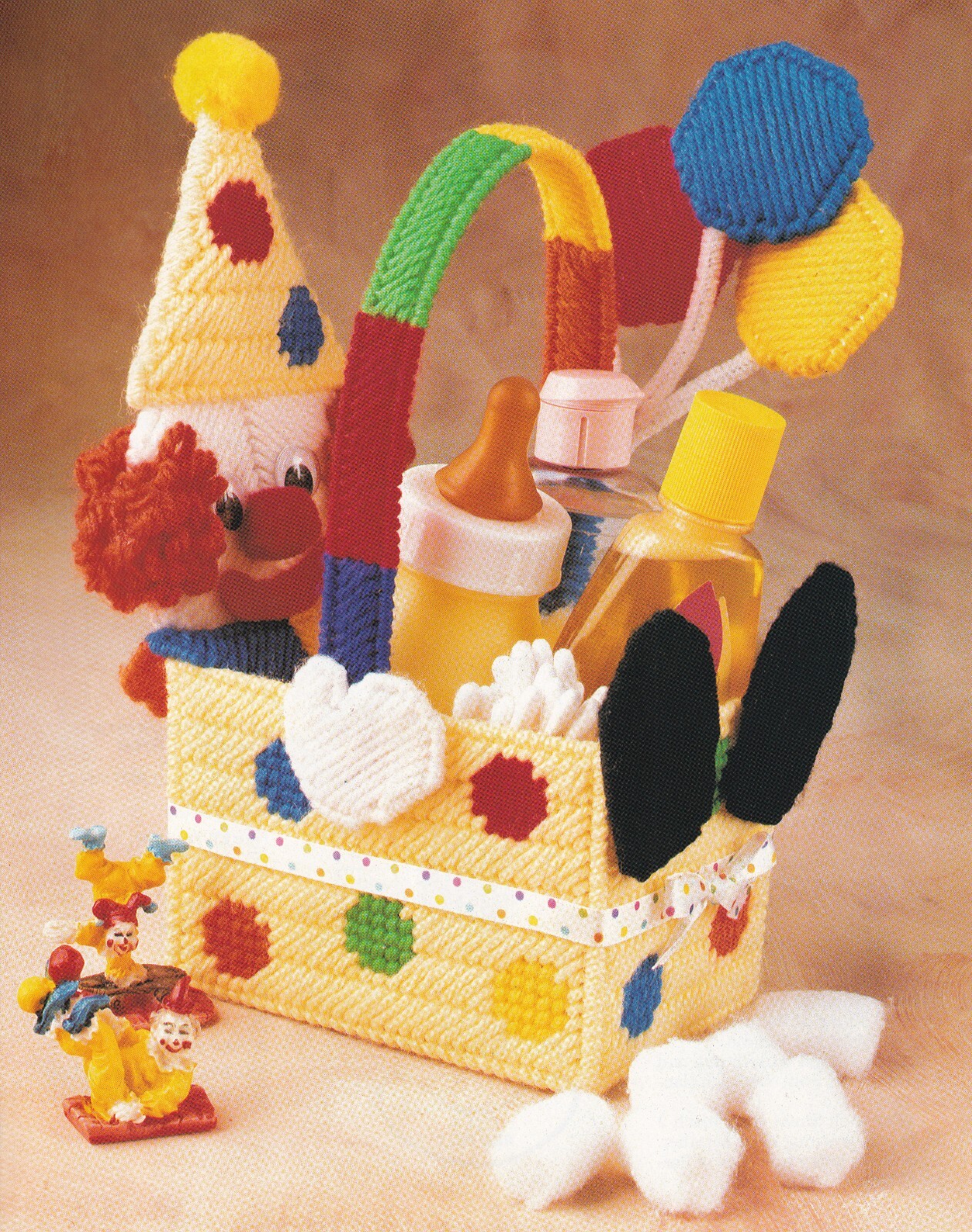 Clown Basket for Baby Gift Nursery Plastic Canvas PATTERN Annie's Club