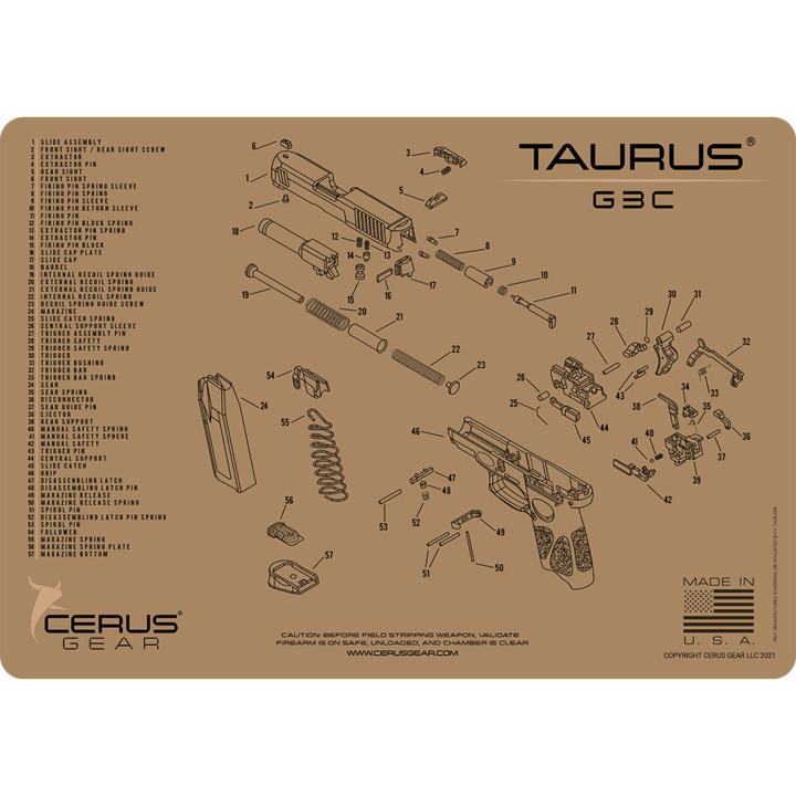 Taurus G3C Pro Armorers Premium Bench Cleaning Mat Cerus Gear FDE